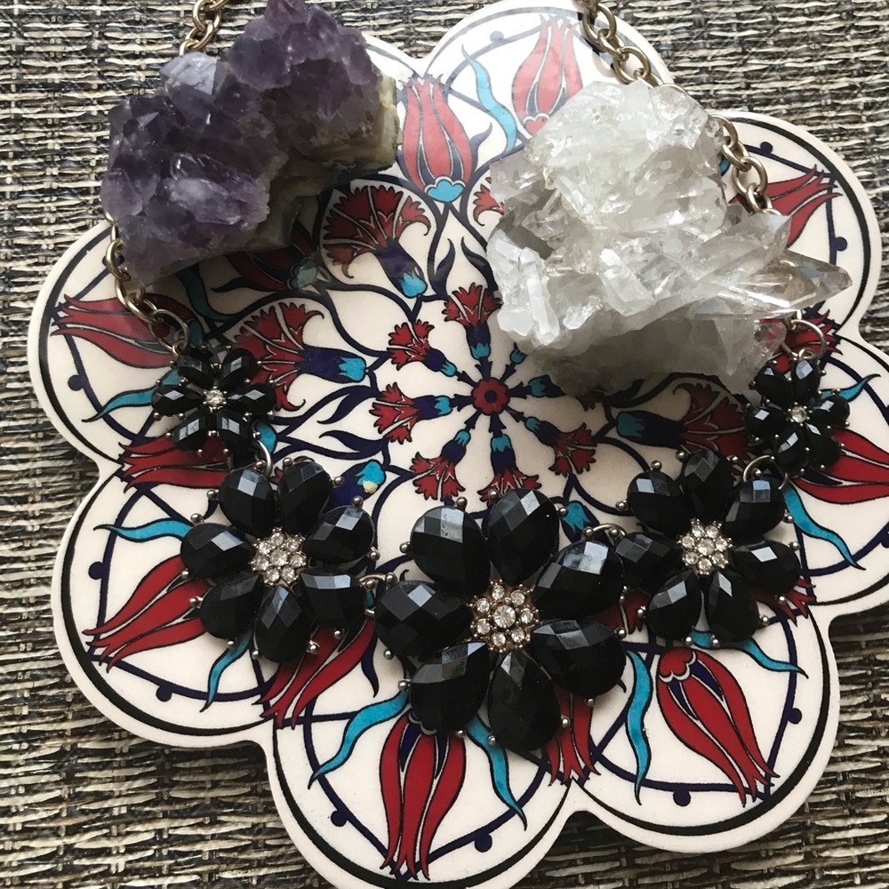 2/$10 Gold and Black Floral Statement Necklace